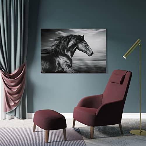 Posters de arte de parede Pintores de cavalo preto e branco Pinturas de decoração de animais em casa pinturas de arte de parede