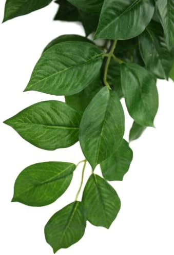 Planta de videira pendurada em folhas verdes de folhas verdes de réptil de Komodo | Acessório de decoração de habitat de tanque de