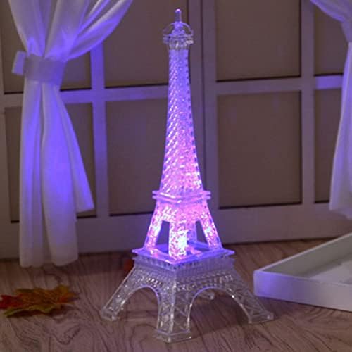 Alipis LED Night Light Eiffel Tower Color Alteração Night Light, 7 Colors Hable Table Lamp Bedroom Decoration, 2pcs