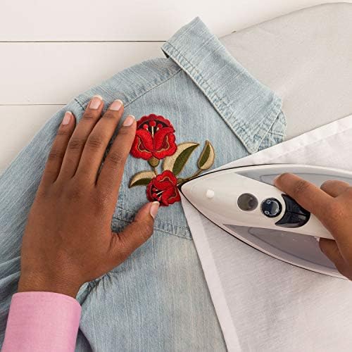 Simplicidade Red Rose Broche Applique Clothing Iron on Patch, 4 '' x 2,5
