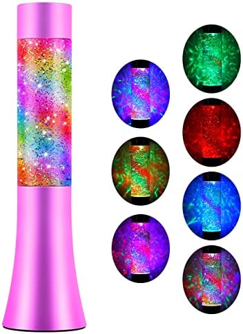 Lâmpada de lava, lâmpadas de glitter arco -íris com função automática de mudança de cor e líquido transparente, lâmpada de