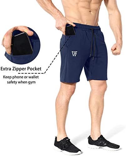 Zenwill Mens Gym Shorts, treino de fitness atlético de fitness com bolsos com zíper