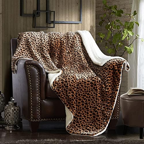 MerryLife Cheetah Sherpa Throw Blanket Leopard Print Couch Plaid | Ultra-traço decorativo macio colorido | Blanta de cadeira de viagem