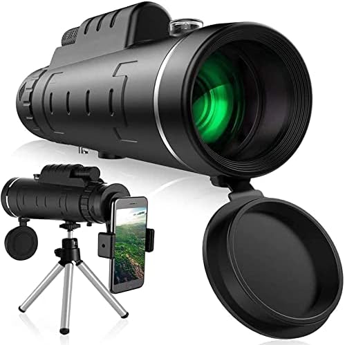 BestMu 2021 Telescópio monocular para smartphone - FMC Bak4 Upgrade HD Monoculares, Visão noturna de alta potência Monocular à prova d'água para pássaros assistindo a vida de caça à vida selvagem viagens de camping