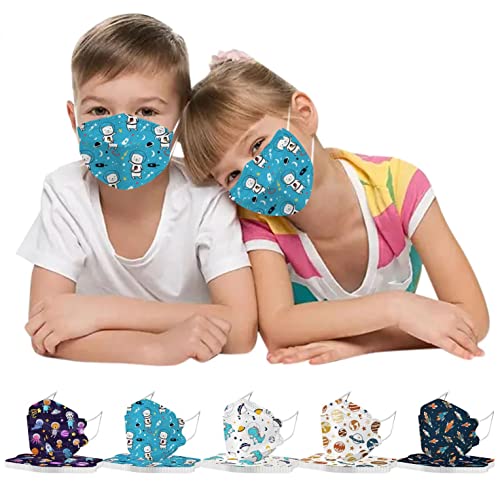 50pcs máscaras faciais descartáveis ​​para crianças com proteção de 4 bly/5-bly, 3D Tipo de desenho animado fofo máscaras