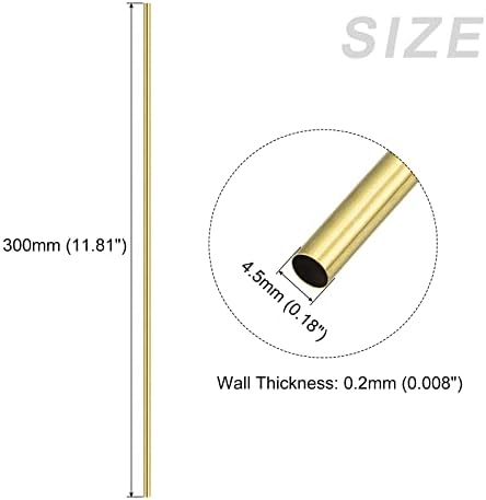 Metallixity Brass Tube 3pcs, tubulação reta - para móveis para casa, máquinas, artesanato de bricolage