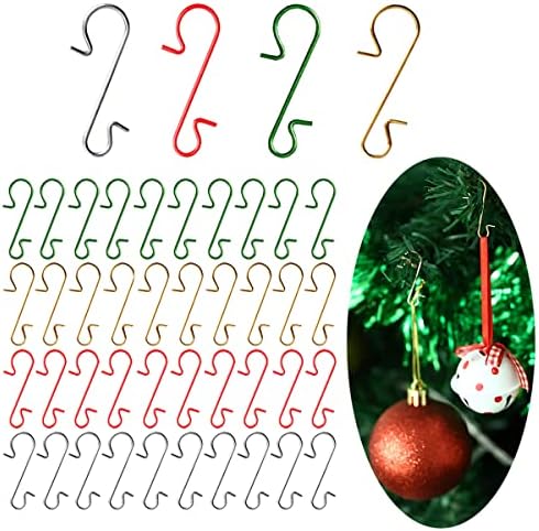 NWSOJ Christmas Ornament Gays 160 PCs, cabides de ornamentos de Natal Multicolors, pequenos fios de metal pendurados ganchos