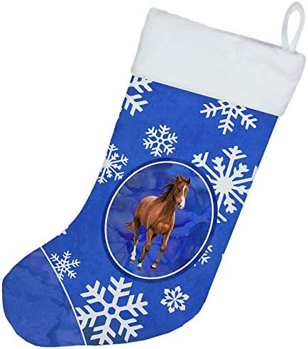 Tesouros de Caroline SB3150-CS Cavalo Inverno Flocos de neve Férias Meias de Natal, lareira pendurando meias de Natal decoração