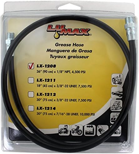 Lumax LX-1208-G 36 Mangueira de graxa termoplástica, threads NPT de 4500 psi 1/8. Construção totalmente ligada para maximizar