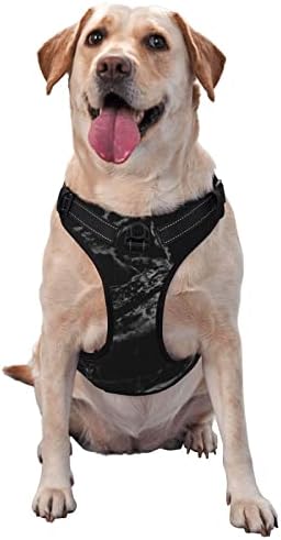 Arnês de cachorro hipster prata em mármore preto animal de estimação ajustável ao ar livre cura