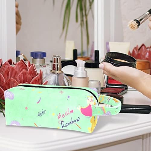 Tbouobt Makeup Bag Zipper Pouch Travel Organizador cosmético para mulheres e meninas, garotas de desenho animado de animais arco -íris
