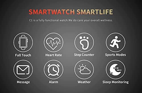 BlueNext Smart Watch for Men, Touch completo IP67 Smartwatch Smart à prova d'água com freqüência cardíaca, música, monitor