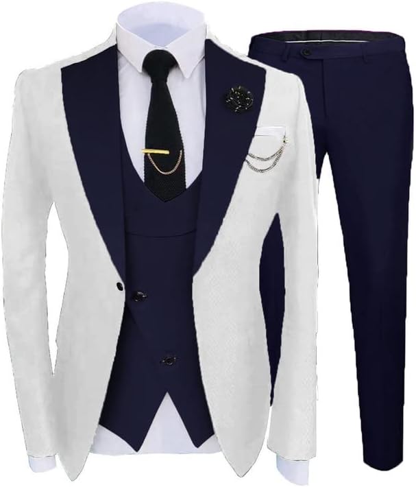 Moda e elegante terno de 3 peças Men Slim Fit Fit Big and All Men's Tuxedos para Festa de Casamento do baile Tux jxz039