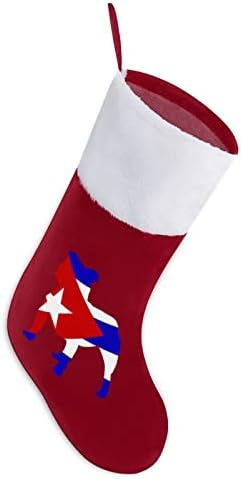 Pitbull Cuba Flag Meias de Natal Meias de Natal Treça do Papai Noel Decorações penduradas para férias de lareira 16.5