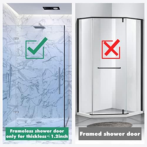 Ganchos de toalha da porta do chuveiro Digheigg para banheiros sobre os ganchos de porta de vidro sem moldura, prata