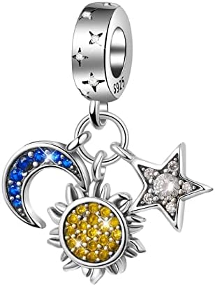 Goineva Sun Star Star Moon Elephant Sunflower Charme para colar de pulseira 925 Sterling Silver Love Heart Charms