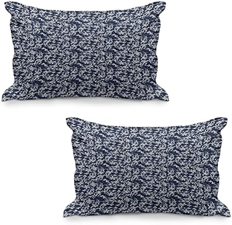 ABSONNE Navy azul acolchoado Capa de travesseira, arranjo floral Padrão de folhagem botânica composição japonesa Eastern,