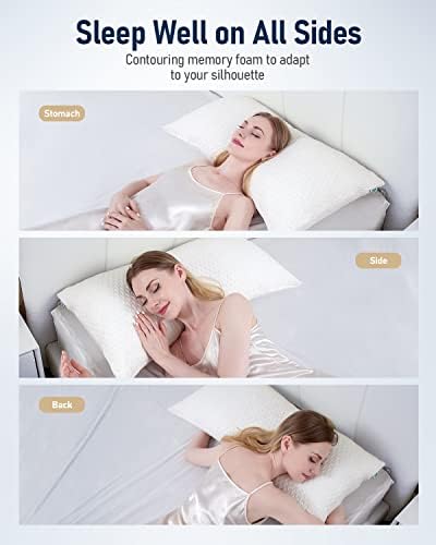 Wemore Shredded Memory Foam Sleeper Pillow para alívio da dor no pescoço e ombro, travesseiro cervical ergonômico ajustável