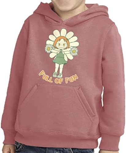 Cheio de Hoodie de Pullover de Criança de Criança - Capuz de Fleece Flower - Hoodie de Cartoon para Crianças