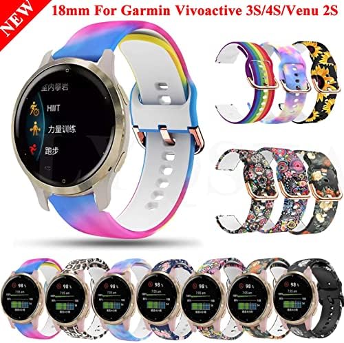 Modband Banda de relógio inteligente de 18mm para Garmin Venu 2s/Vivoactive 3s 4s Silicone Wrist Substitui