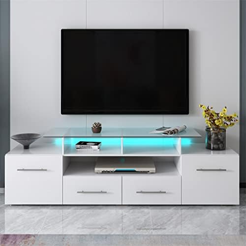 Lhllhl TV Stand com luzes LEDs de alteração de cor Cabinete de TV de entretenimento universal para 70 TV