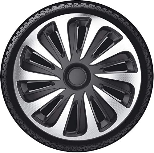 Autostyle pp 5317SB Capas de roda definidas calibre de 17 polegadas de prata/preto-carbono