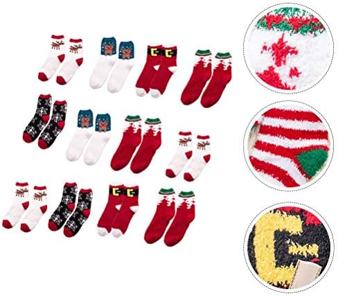 Galpada Christmas Socks 12Pairs Christmas Series Socks Socks de lã de coral Socks quentes
