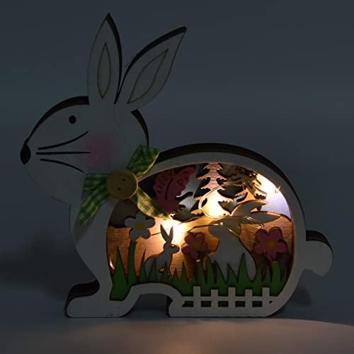 Bunny de Páscoa de madeira Zrqyhn com luzes LED LUZES DE RABBIT BOXWOOD LUZ para qualquer ocasião 5,9 x 5,6 x 0,8in