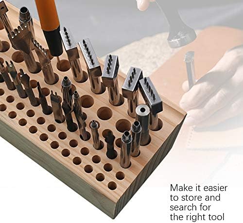 Porta -ferramenta de couro, 68 buracos rack de couro de madeira prateleira multifuncional de couro diy conveniente organizador de perfuração de couro