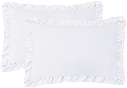 Moonxhome Brufled Pillow Shams, pacote de 2 arestas de travesseiros com babados de bordas escovadas de microfibra tampas de cama