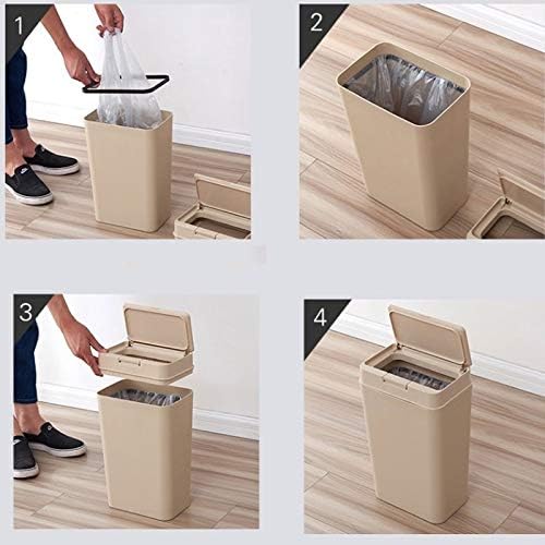 Yaoyaoshop lixo lata lixo lixo lixo lateral lateral lixo pode lixo simples lata de lixo interno com tampa, lixo escolar de escritório 12 cinza banheiro lixo de lixo de lixo