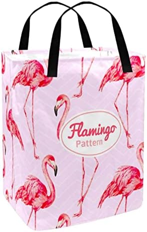 Flamingos em chevron rosa chevron cesto de roupa dobra de lavanderia, cestas de lavanderia à prova d'água 60l de roupa de lavagem