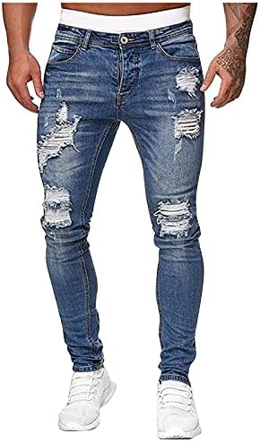 Jeans coloridos de perna reta de fsahjkee masculino, arrepia o escritório de férias de jeans de grandes dimensões