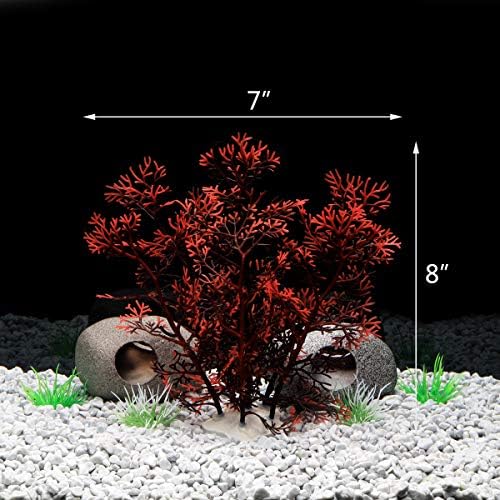 Planta de plástico de decoração de aquário jih pequena, decoração de tanques de peixe plantas artificiais de 8 polegadas