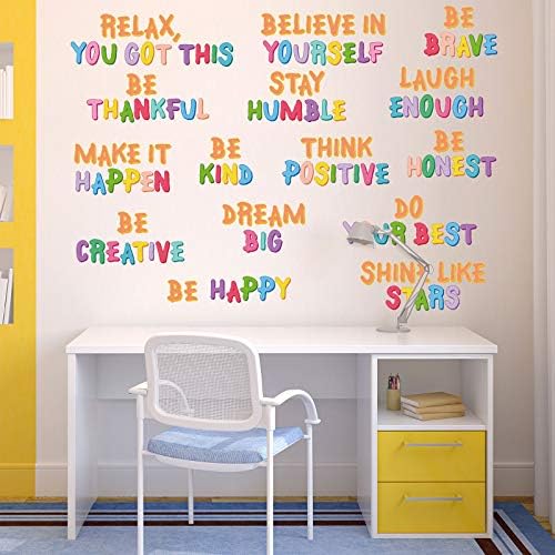 6 peças Decalque de parede positiva colorida Decalque de parede Seja grato adesivo de letras inspirador Rainbow Motivacional Decalques de pared