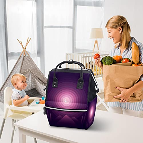 Purple Moonlight Minimal Abstract Art Freia Tote Bags Backpack Mummy Back de grande capacidade Bolsa de enfermagem Bolsa de