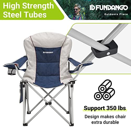 Cadeiras dobráveis ​​de Fundango para fora, cadeiras de acampamento para adultos com costas lombares, cadeiras de gramado dobrando