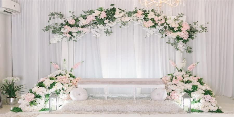 Yeele 20x10ft cenário interno cenário rosa flor branca pura de cortina fotografia de fotografia para noivado de casamento