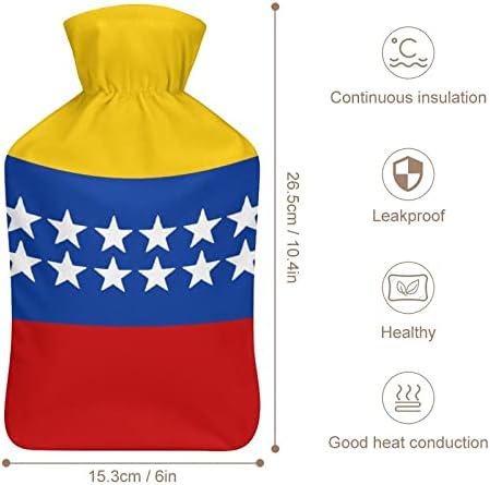 Bandeira da garrafa de água quente de Gran Colômbia com tampa macia de pelúcia saco de injeção de água de borracha quente 1000ml