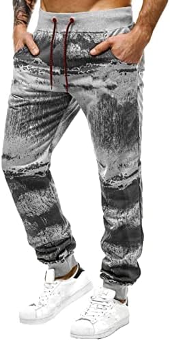 Calças casuais calças de mecestres de míshui para calças de calça de calça colorida com bolsos impressos tie homens