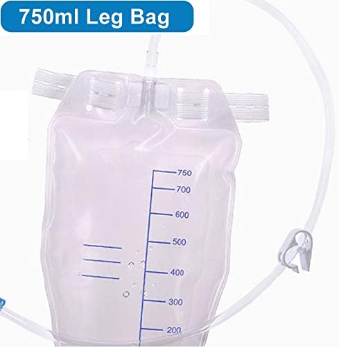 Saco de drenagem urinário de 750 ml com câmara anti -refluxo, bolsa de drenagem de urina com tubo de mangueira longa