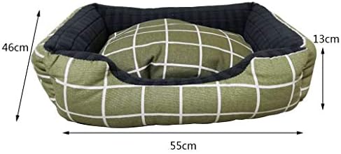 Cama de cachorro ortopédica verde da grade verde mastigada, almofada de aro extra acolchoada de algodão e fundo não escalonado