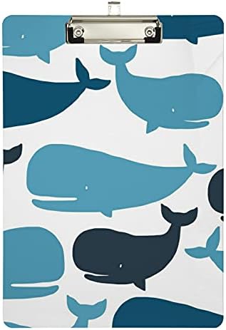 Placa de plantas de plástico de baleia fofa 9 x12.5 clipboards de acrílico com clipe de baixo perfil A4 tamanho da placa