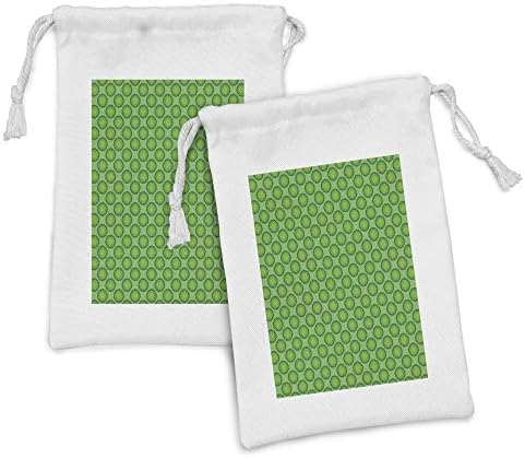 Conjunto de bolsas de tecido geométrico de Ambesonne de 2, padrão de inspiração retrô com rodadas aninhadas em tons