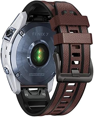 DJDLFA nova pulseira de 22/26mm para Garmin Fenix ​​7 7x 6 6x Pro 5 5x mais 3hr Smart Watch Leather + Silicone
