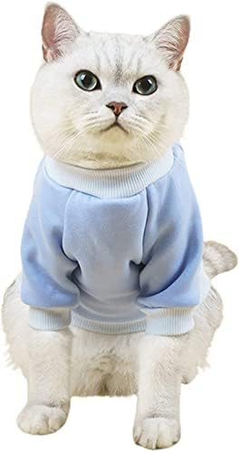 Camisolas de gato de estimação para gatos - Camisas de algodão sem pêlos Camisas de estimação Camisetas de animais de estimação - Pullover Kitten Sports Fan Circhas com mangas - Cats & Small Dogs Apparel