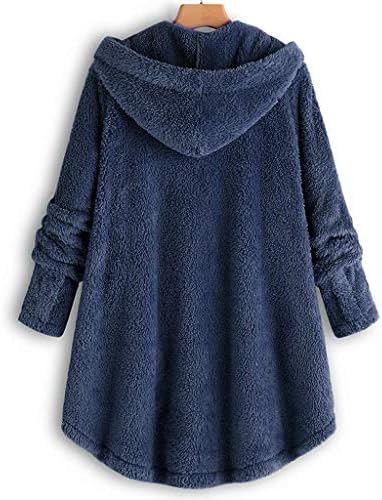 Casacos de inverno de tamanho grande para mulheres feminino de inverno de manga comprida botão sherpa casaco bolsos de lã quente