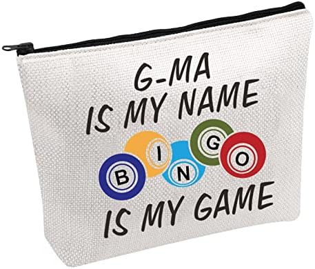 Pwhaoo Bingo Gambler Gift G-Ma é meu nome Bingo é meu jogo Lucky Bingo Makeup Bag Lucky Bingo bolsa