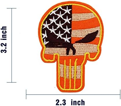 Ferro Maseikar em adesivo bordado, Fresh Orange America America Skull Skull DIY Acessórios, Badge Patch Badge em costura em emblema Patch perfeito para jaquetas, roupas, chapéus, vestido, mochila e jeans