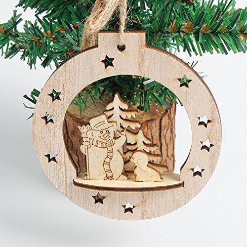 Vintage Christmas Store Exibir árvore pendurada Decoração de flocos de neve de Natal Arenatos de madeira de madeira decoração